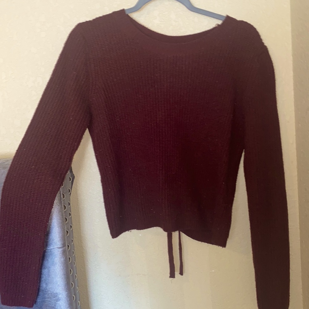 Thick warm long sleeve with open back that ties